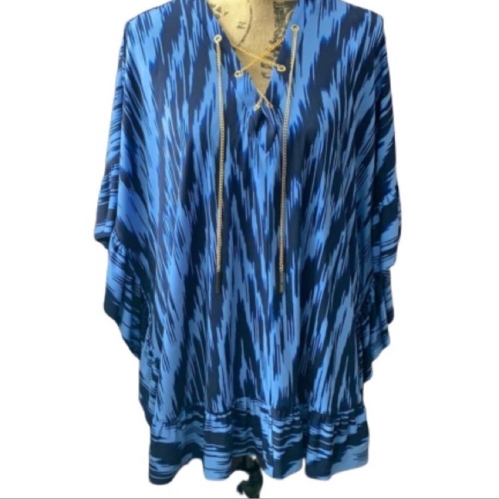 Michael Kors Blue and Black Tunic Top